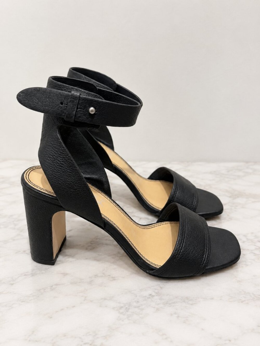Splendid Black Ankle-Strap Block Heel Sandals